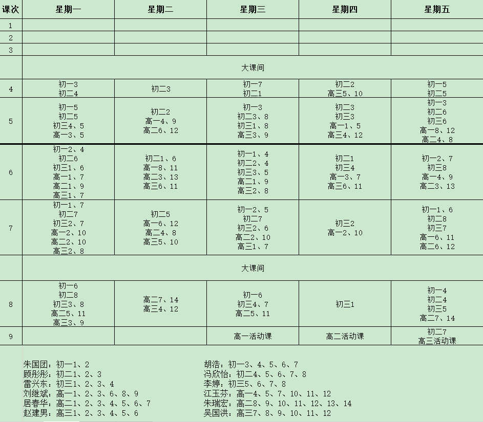 总课表